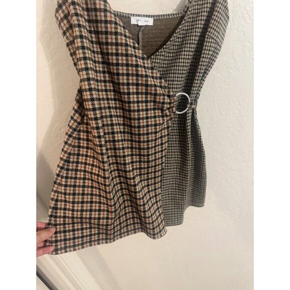 Stitch & Pine Wrap Front Buckle Plaid & checkered Mini Dress - Picture 3 of 9